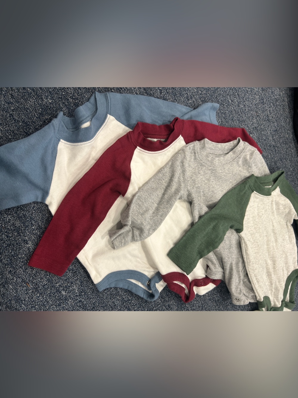 Carter's Raglan Long-Sleeve Bodysuit Set - Blue, Red, Grey, Green & White